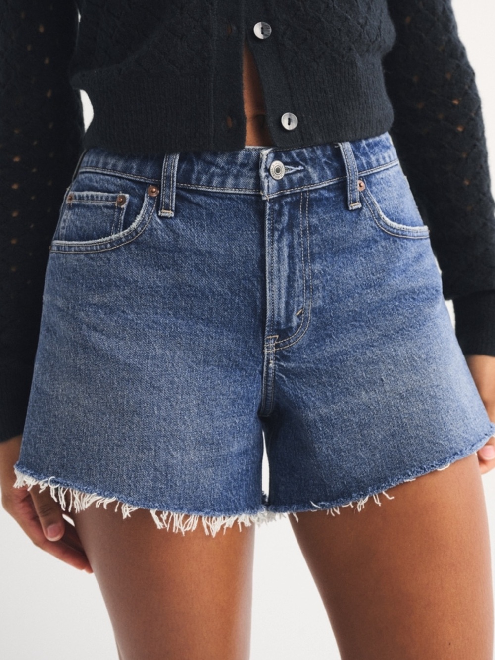 Abercrombie & Fitch Mid-Rise Blue Denim Cutoff Shorts